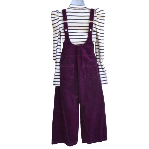 Habitual Girl Purple Corduroy Pinafore Overalls Knit Sweater Top Outfit Set 2pc - Picture 4 of 14